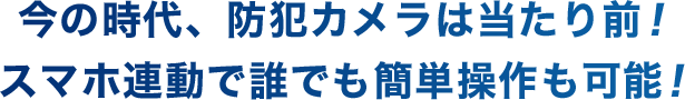 今の時代、防犯カメラは当たり前!スマホ連動で誰でも簡単操作も可能!